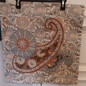 NEW Pottery BARN Paisley EMBROID ERED PILLOW COVER 20" x 20". Multicolor